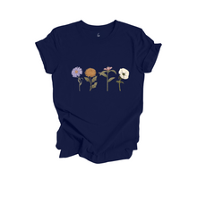 Charger l'image dans la galerie, T-Shirt - 4 fleurs - Couleurs classiques