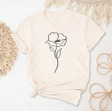 Charger l'image dans la galerie, Prêt à partir - T-shirt crème - fleur épurée