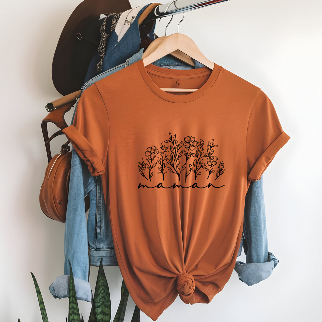 T-Shirt - Maman fleurs - Couleurs saisonnières
