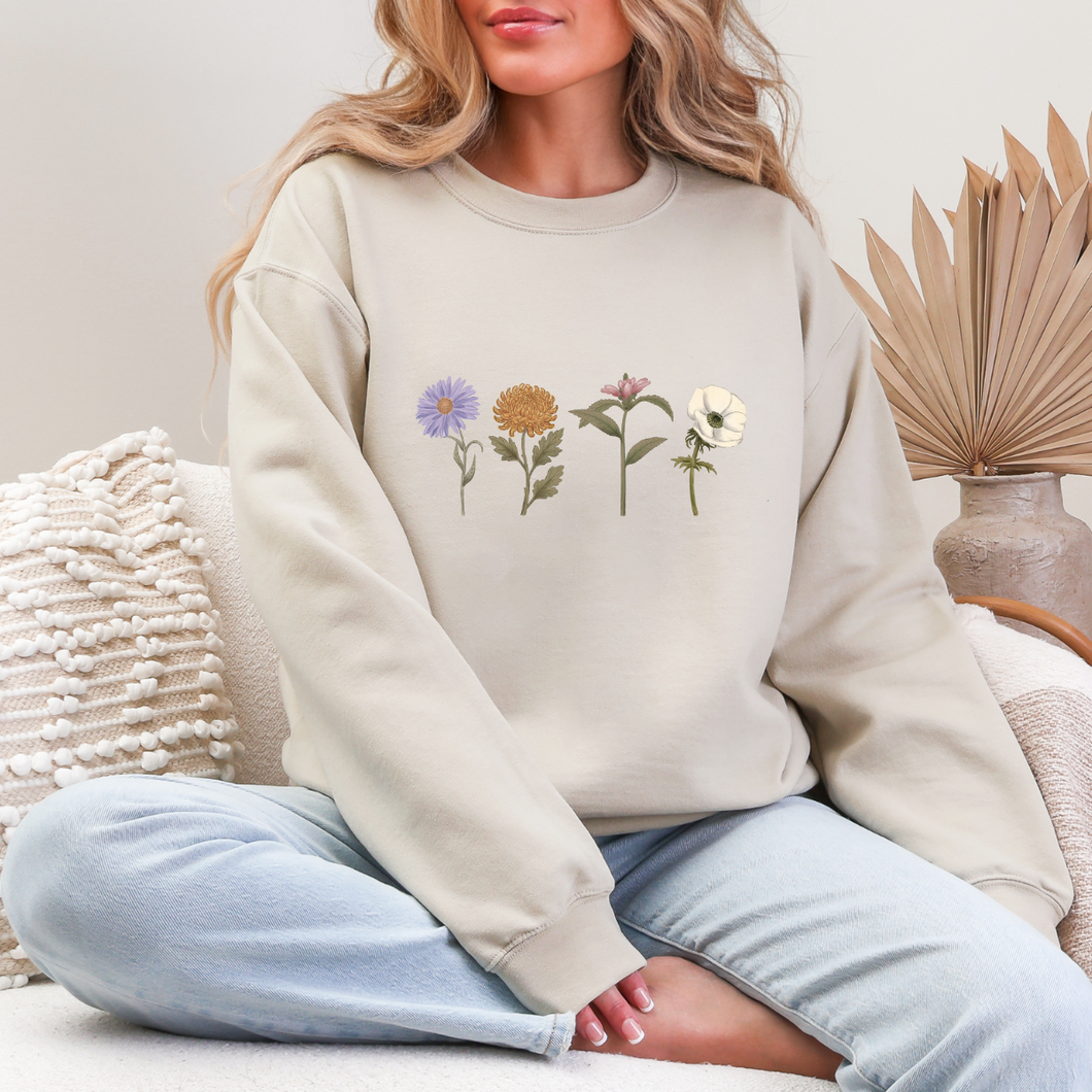 Prêt à partir - Crewneck sable - 4 fleurs