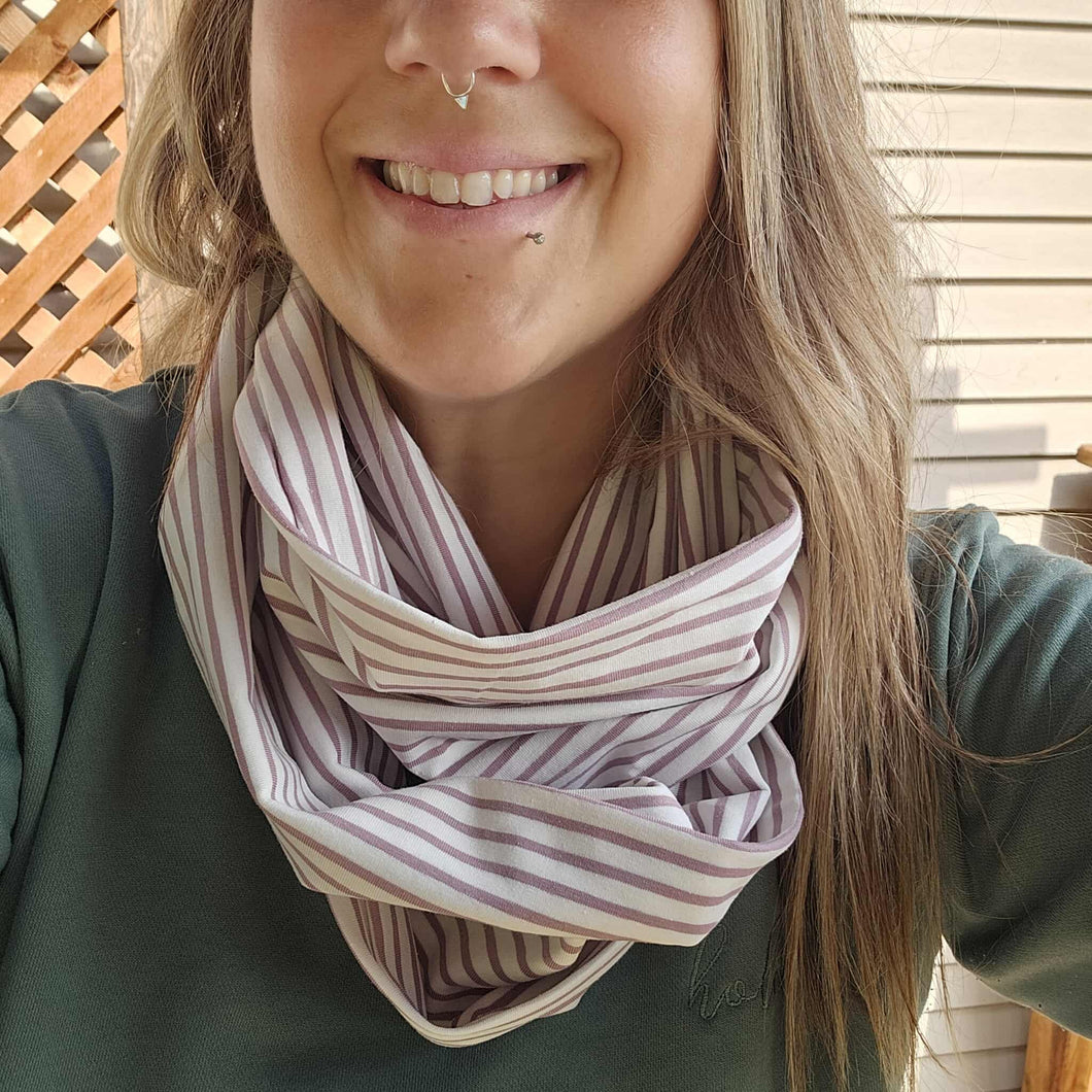 Foulard infini - Ligné vieux rose