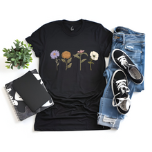 Charger l&#39;image dans la galerie, T-Shirt - 4 fleurs - Couleurs classiques
