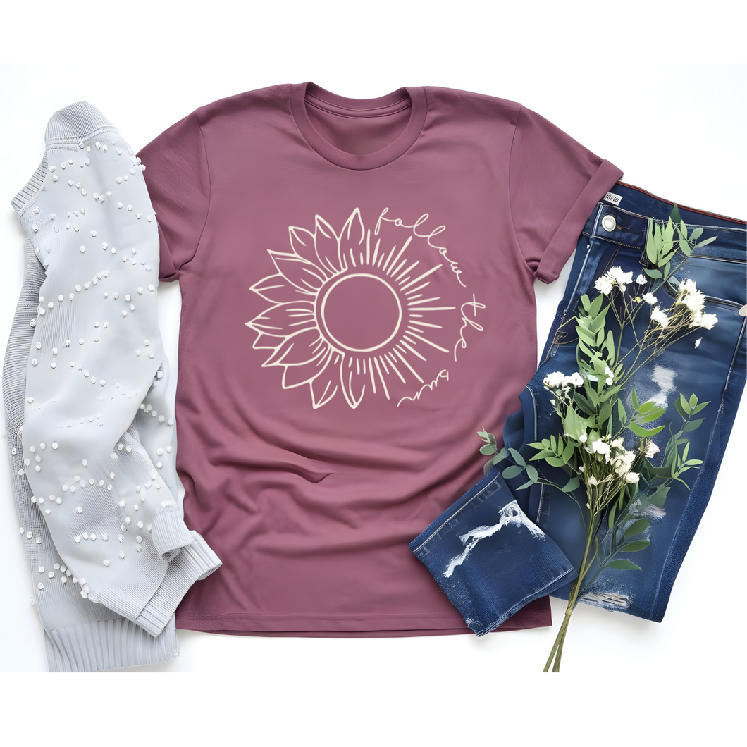 T-shirt coloré (5 choix de couleurs)- Follow the sun - Adulte