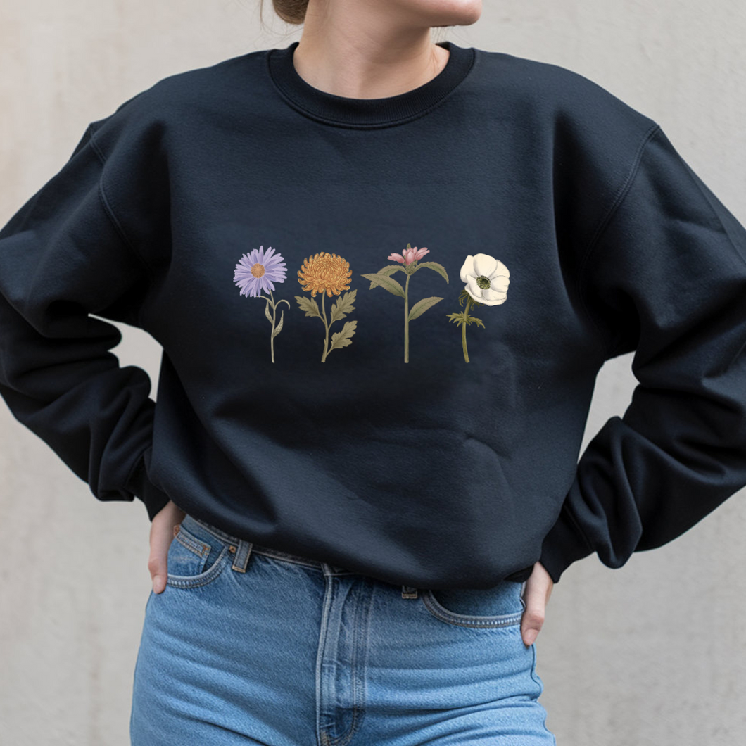 Crewneck - 4 fleurs - Couleurs classiques