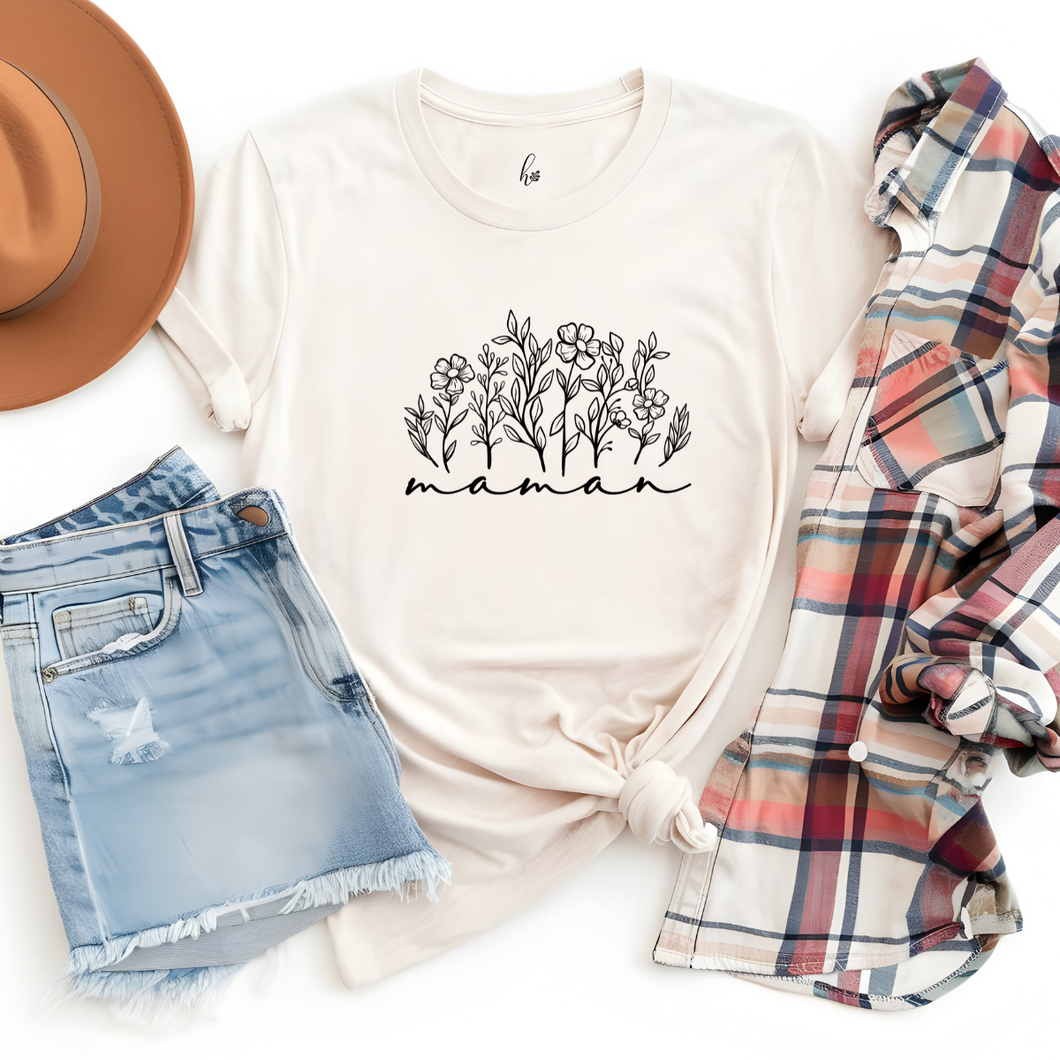 T-Shirt - Maman fleurs - Couleurs classiques
