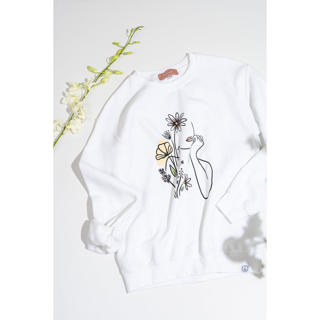 Crewneck - femme fleur - Adulte