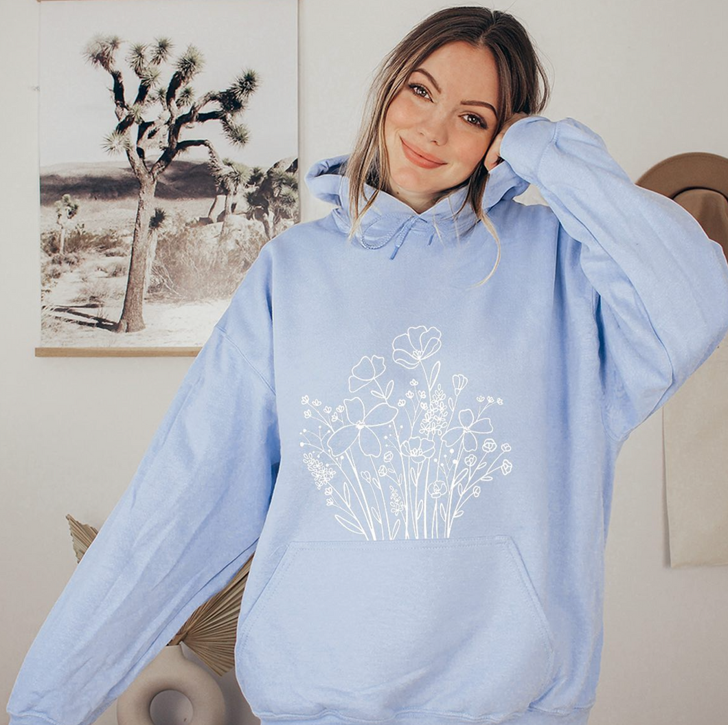 Hoodie - pastel fleurs sauvages - Adulte