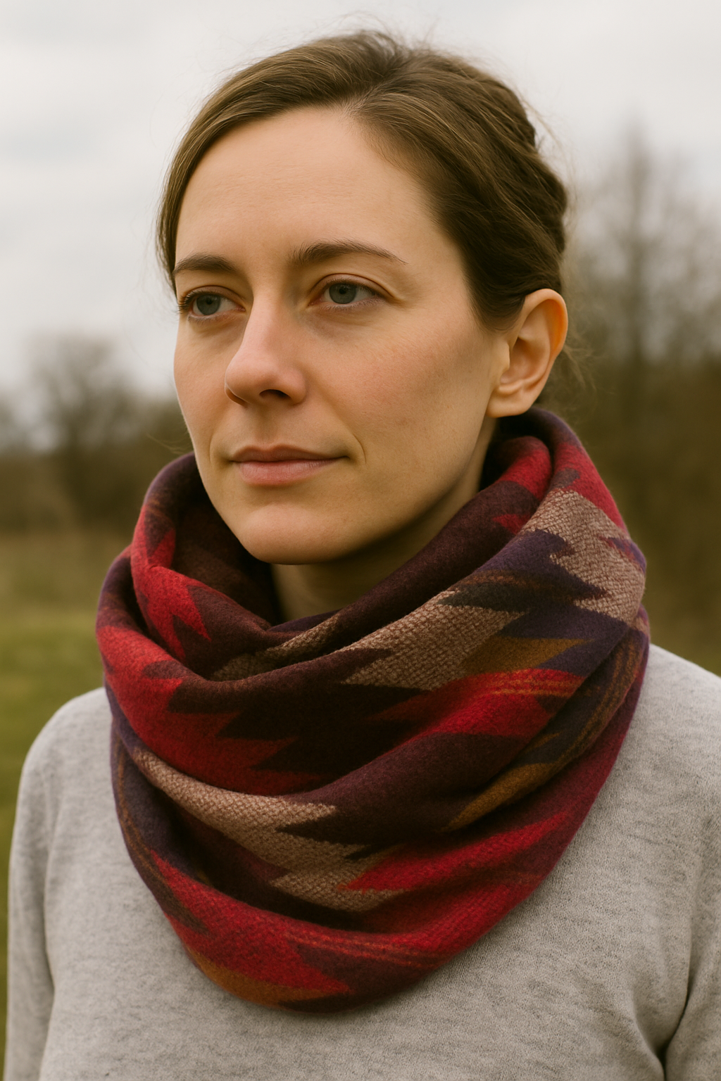 Foulard d'hiver - Fait au Québec - Lainage mauve boho