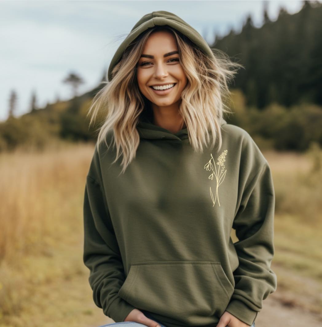 Hoodie Couleur Saisonnière Bouquet 2 Fleurs-Adulte
