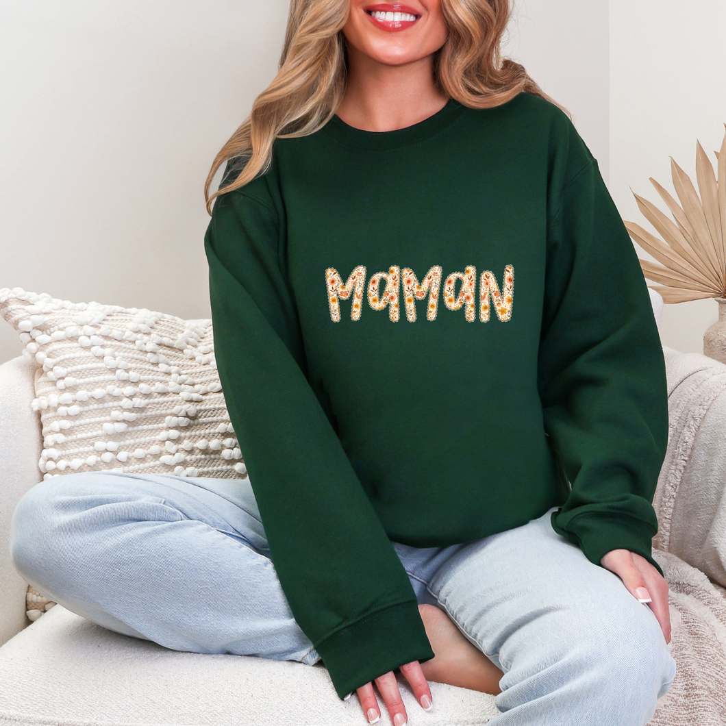 Prêt à partir - Crewneck sapin - maman fleurs d'automne