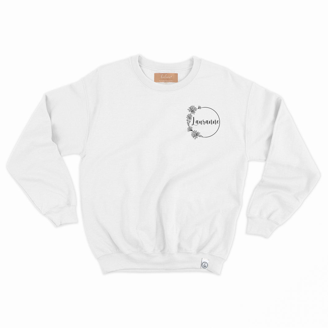 Crewneck - Prénom (personnalisé) + 1 fleur de naissance - Junior