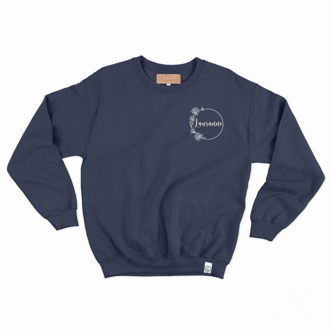 Crewneck - Prénom (personnalisé) + 1 fleur de naissance - Enfant