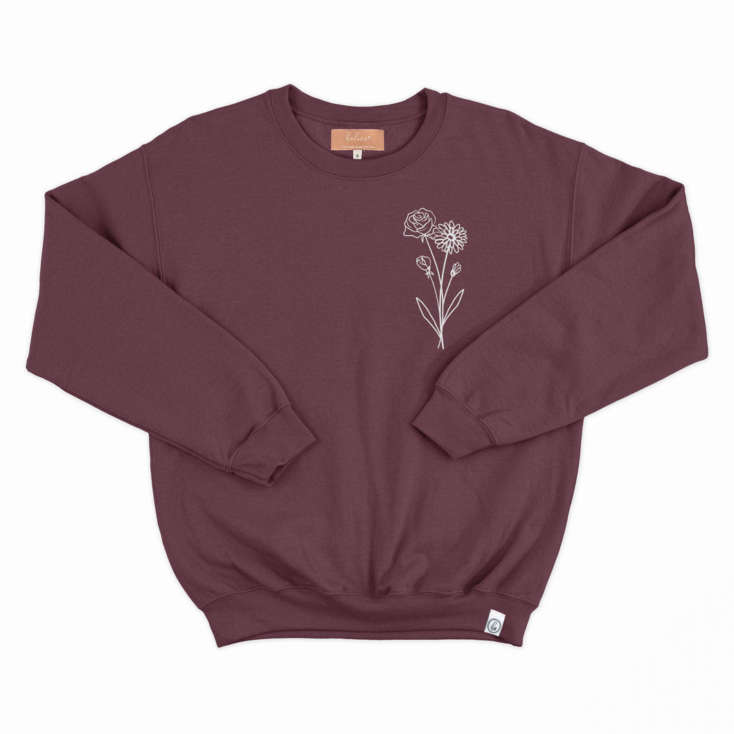 Crewneck -  2 fleurs personnalisées - couleurs saisonnières - Adulte