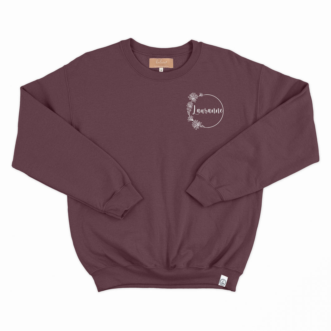 Crewneck - Prénom (personnalisé) + 1 fleur de naissance - Adulte