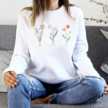Charger l&#39;image dans la galerie, Crewneck - couleurs classiques - 3 fleurs simples - Adulte
