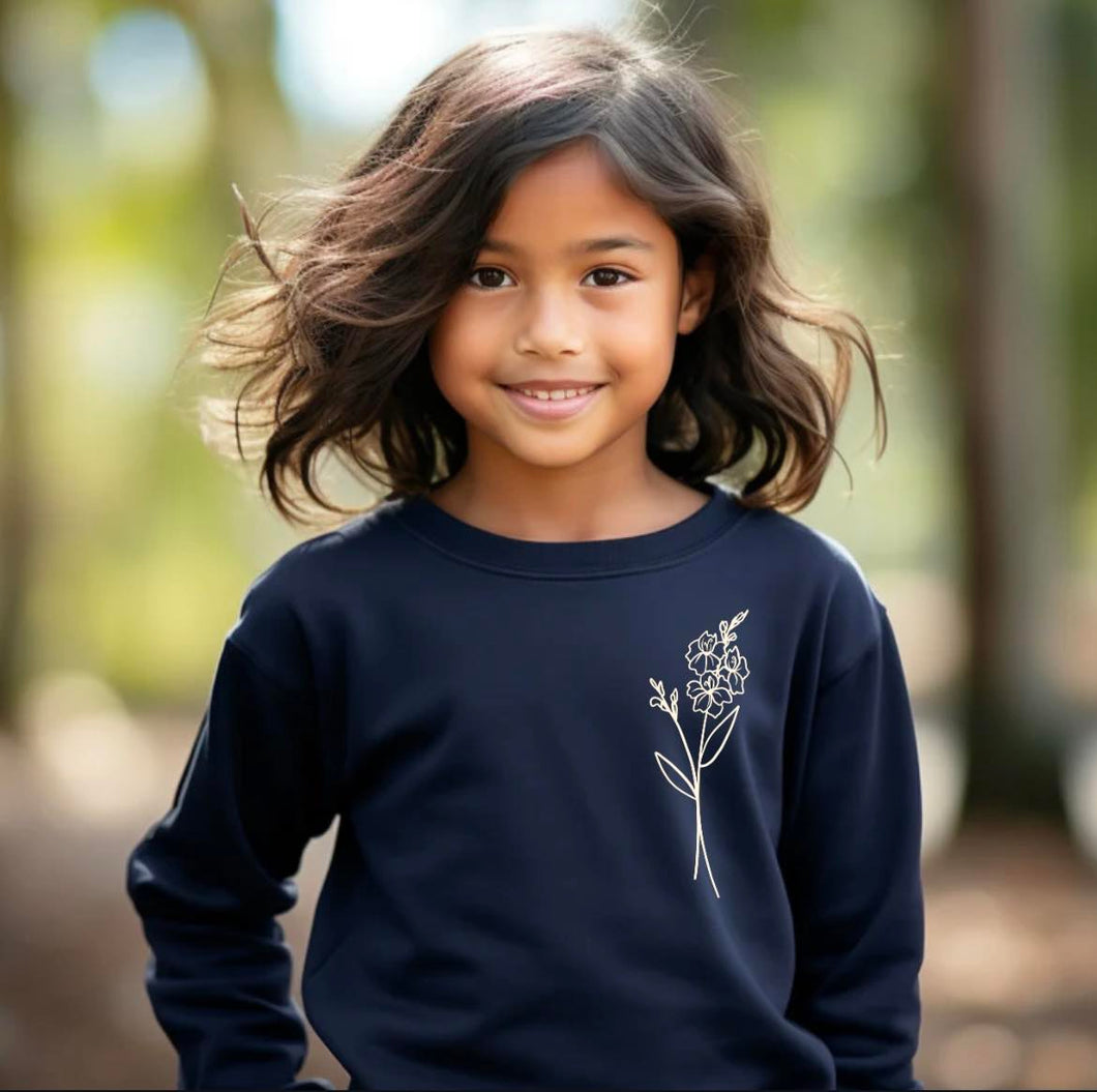 Crewneck - BRODERIE - 1 fleur simple - Junior