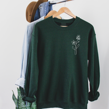 Charger l&#39;image dans la galerie, Crewneck - BRODERIE - 1 fleur simple - couleurs classiques - Adulte
