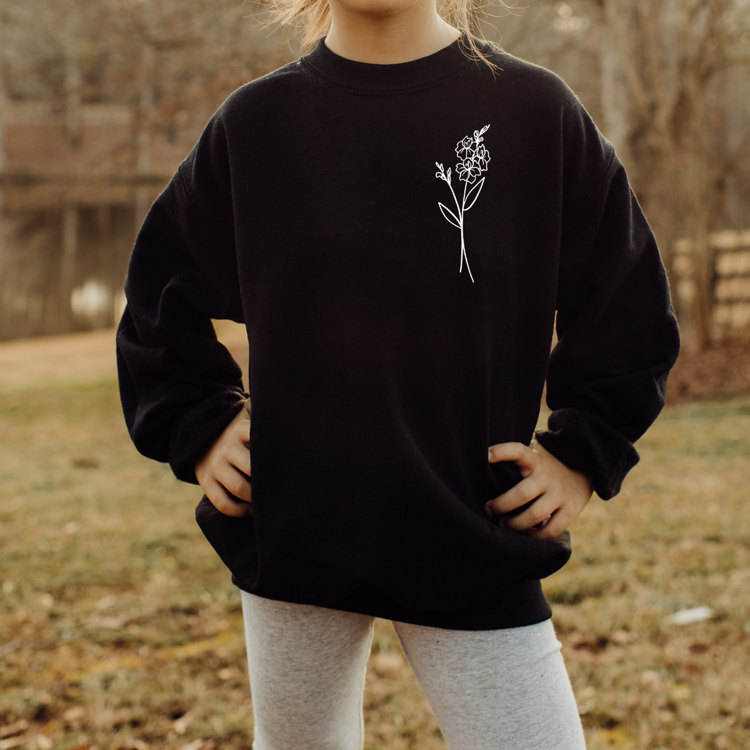 Crewneck - BRODERIE - 1 fleur simple - Enfant