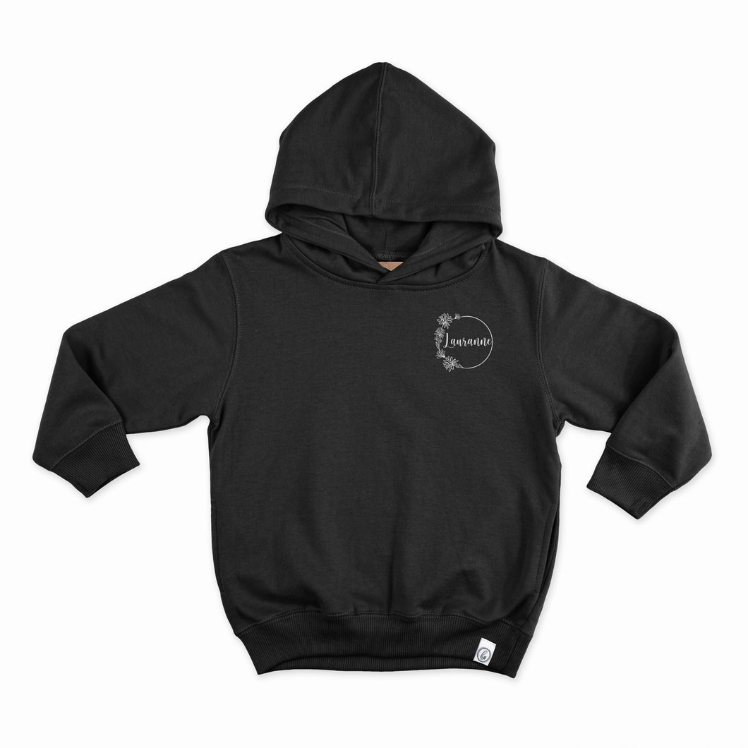 Hoodie - Prénom (personnalisé) + 1 fleur de naissance - Junior