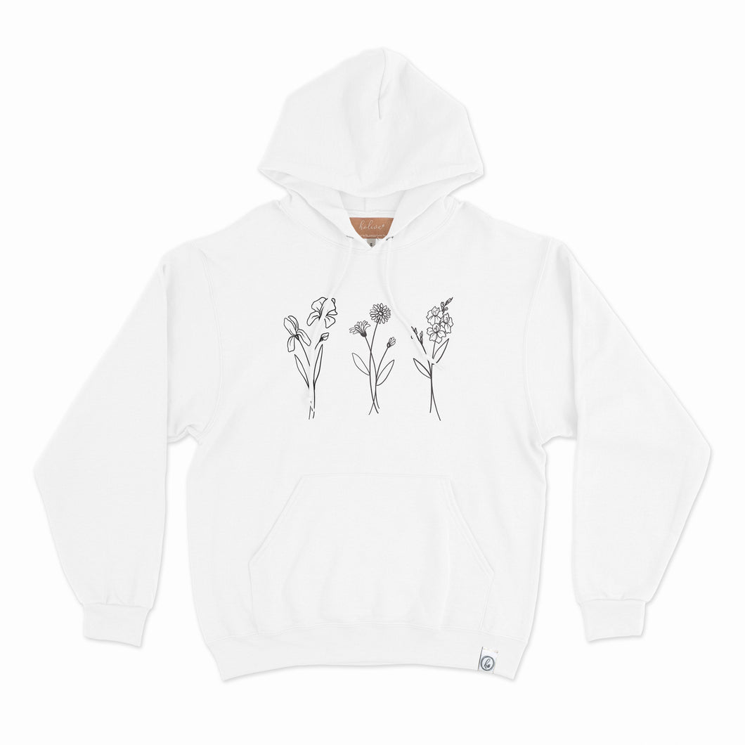 Hoodie - 3 fleurs personnalisées - couleurs classiques - Adulte