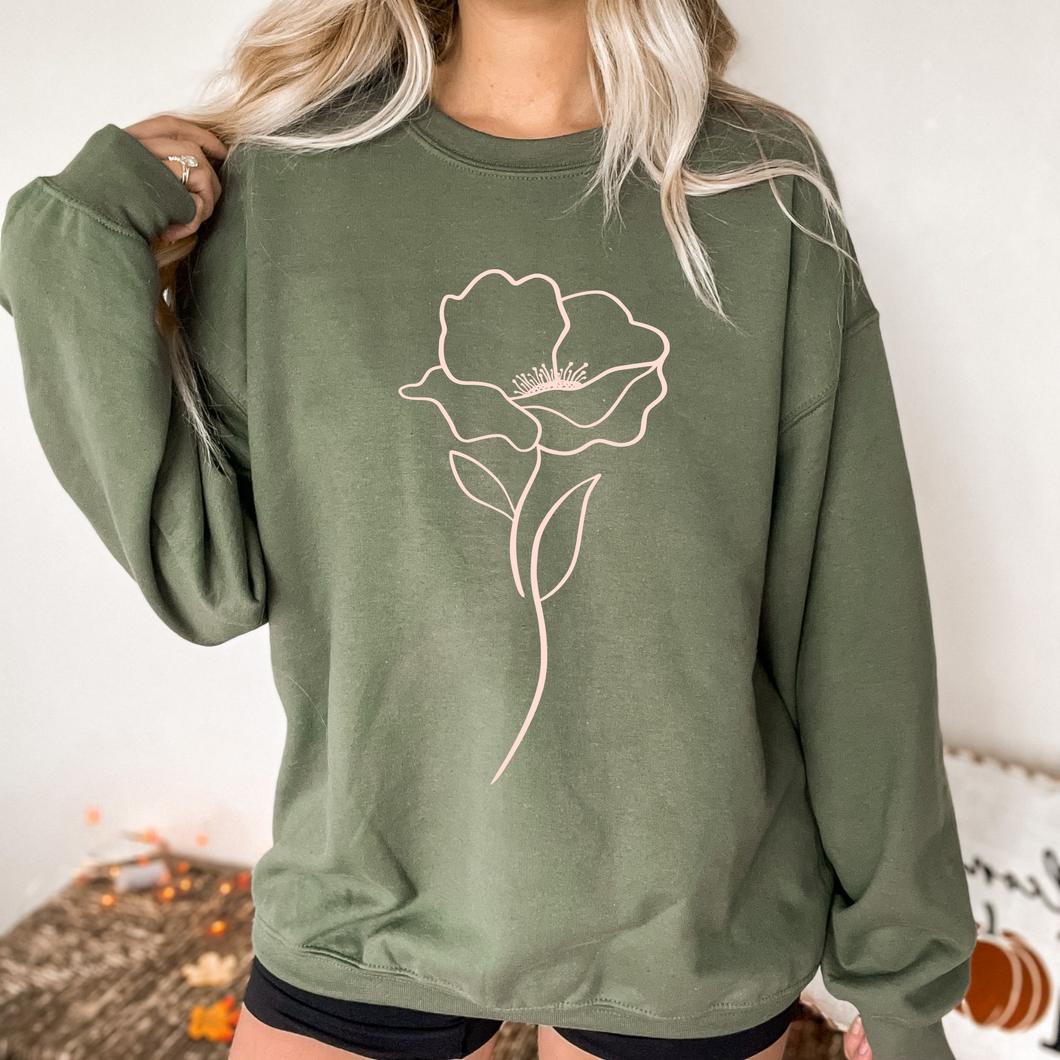 Crewneck couleur saisonnière Fleur épurée-Adulte