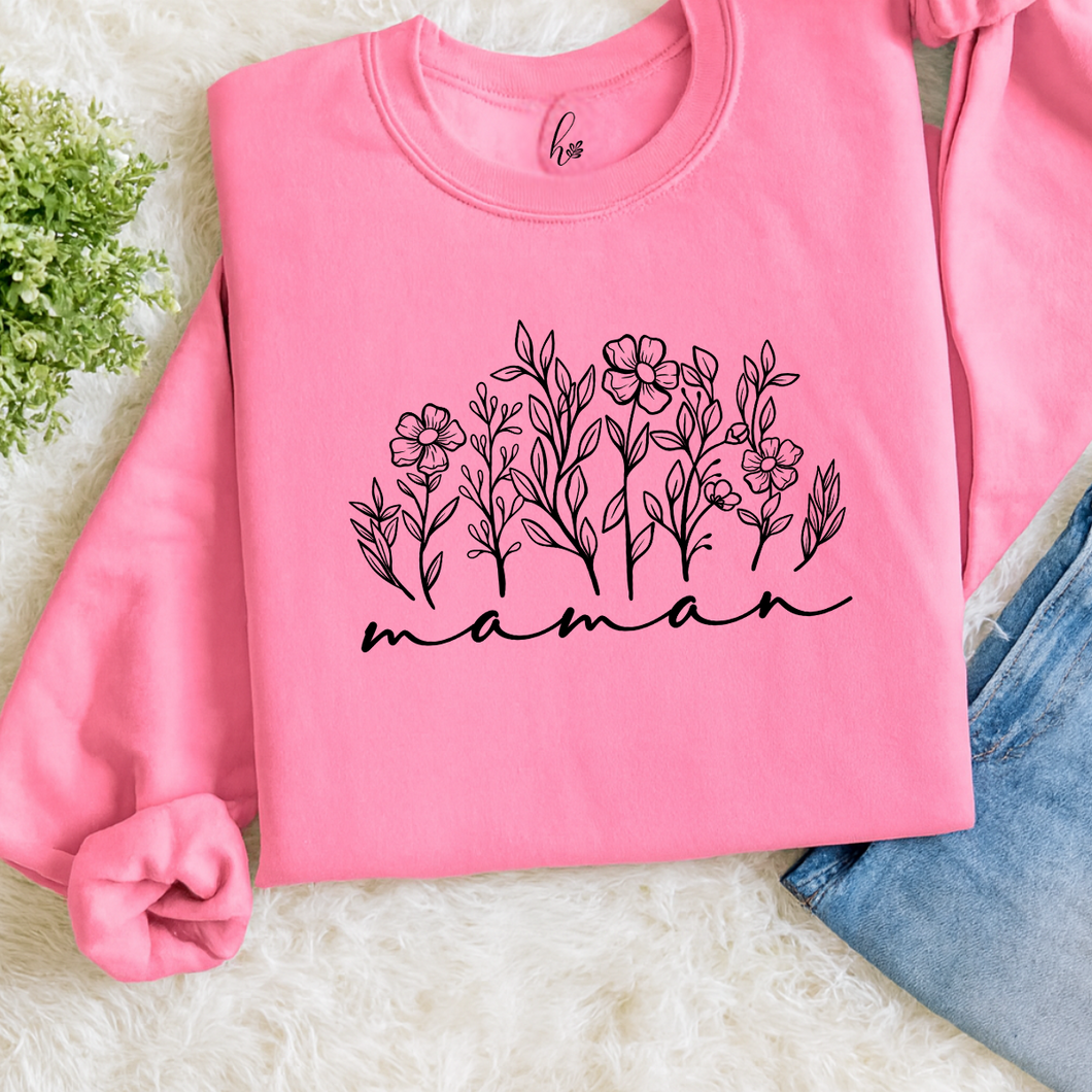 Prêt à partir - Crewneck Maman fleurs