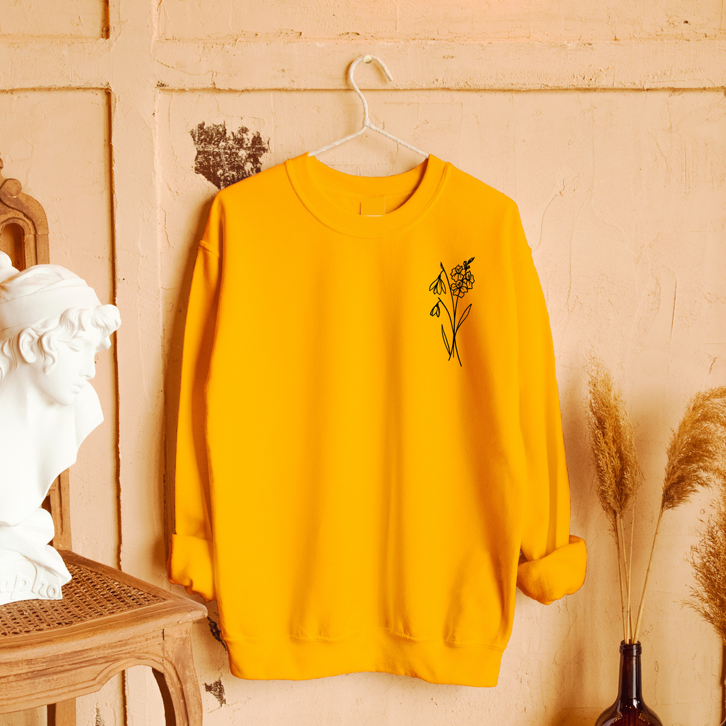 Crewneck - couleurs saisonnières - bouquet 2 fleurs - Adulte