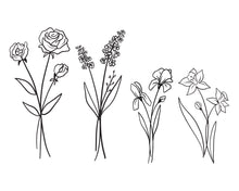 Charger l&#39;image dans la galerie, Impression NUMÉRIQUE fleurs de naissance familiales
