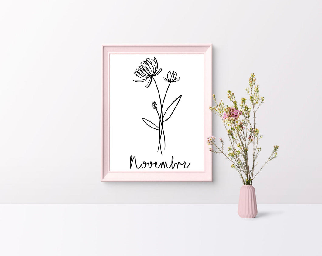 Impression NUMÉRIQUE fleur de naissance