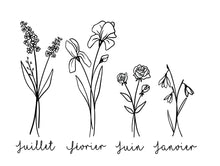 Charger l&#39;image dans la galerie, Impression NUMÉRIQUE fleurs de naissance familiales

